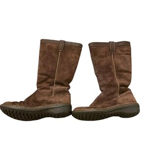 UGG‎ Swell Tall Brown Suede Sheepskin Boots  Size 8 Boho Cottagecore